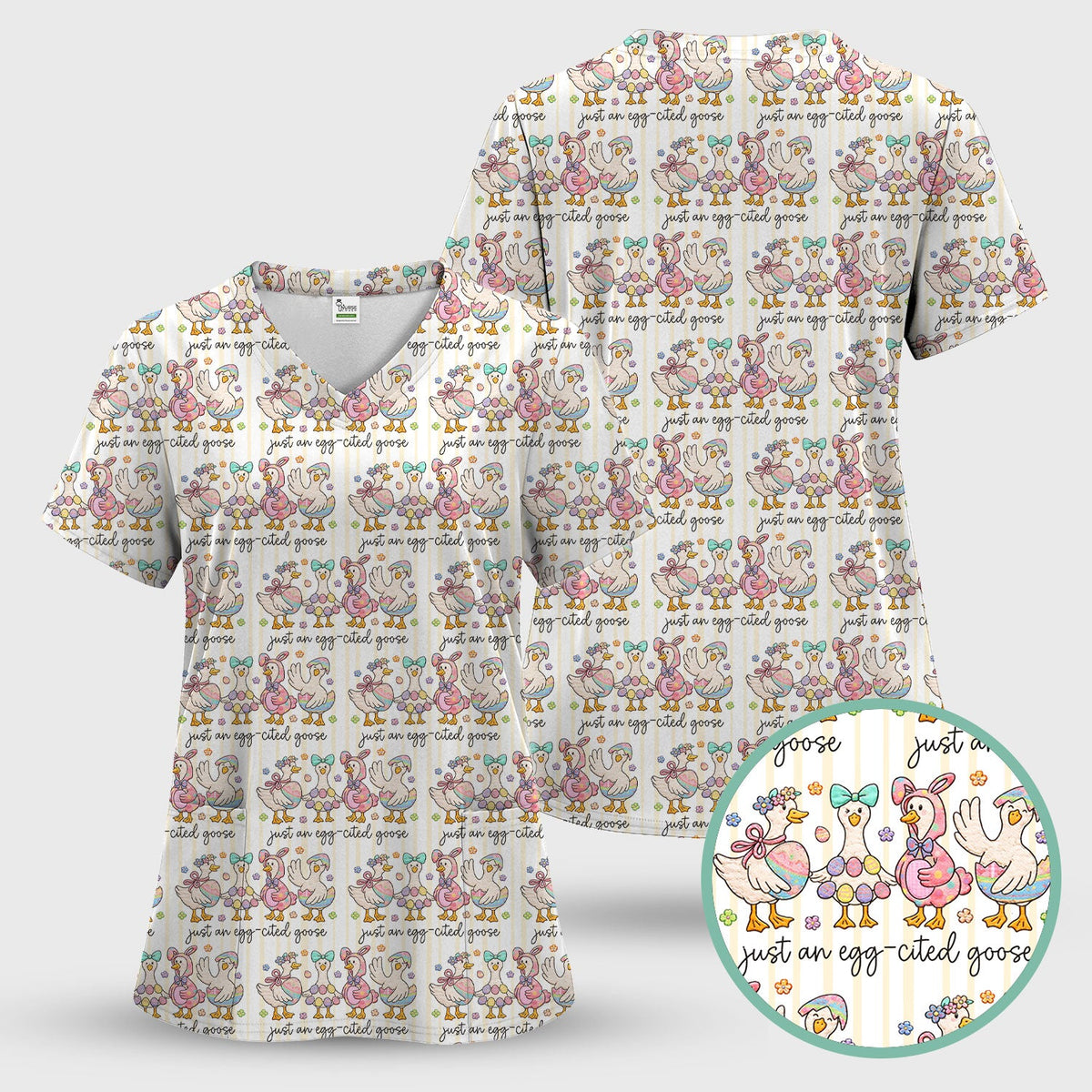 Easter Goose Egg Nurse Scrub Top
