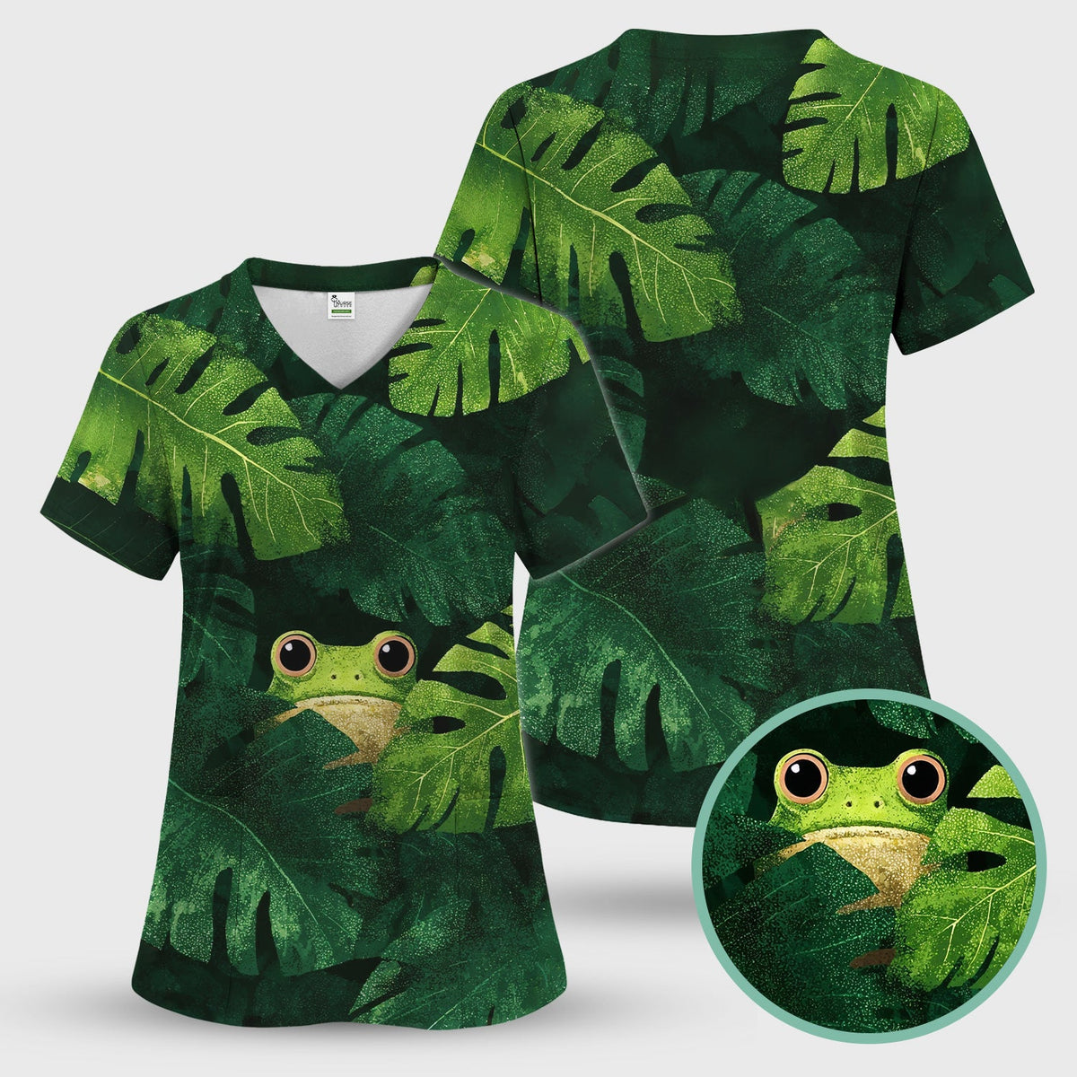 Frog Jungle Leaves Nurse Scrub Set
