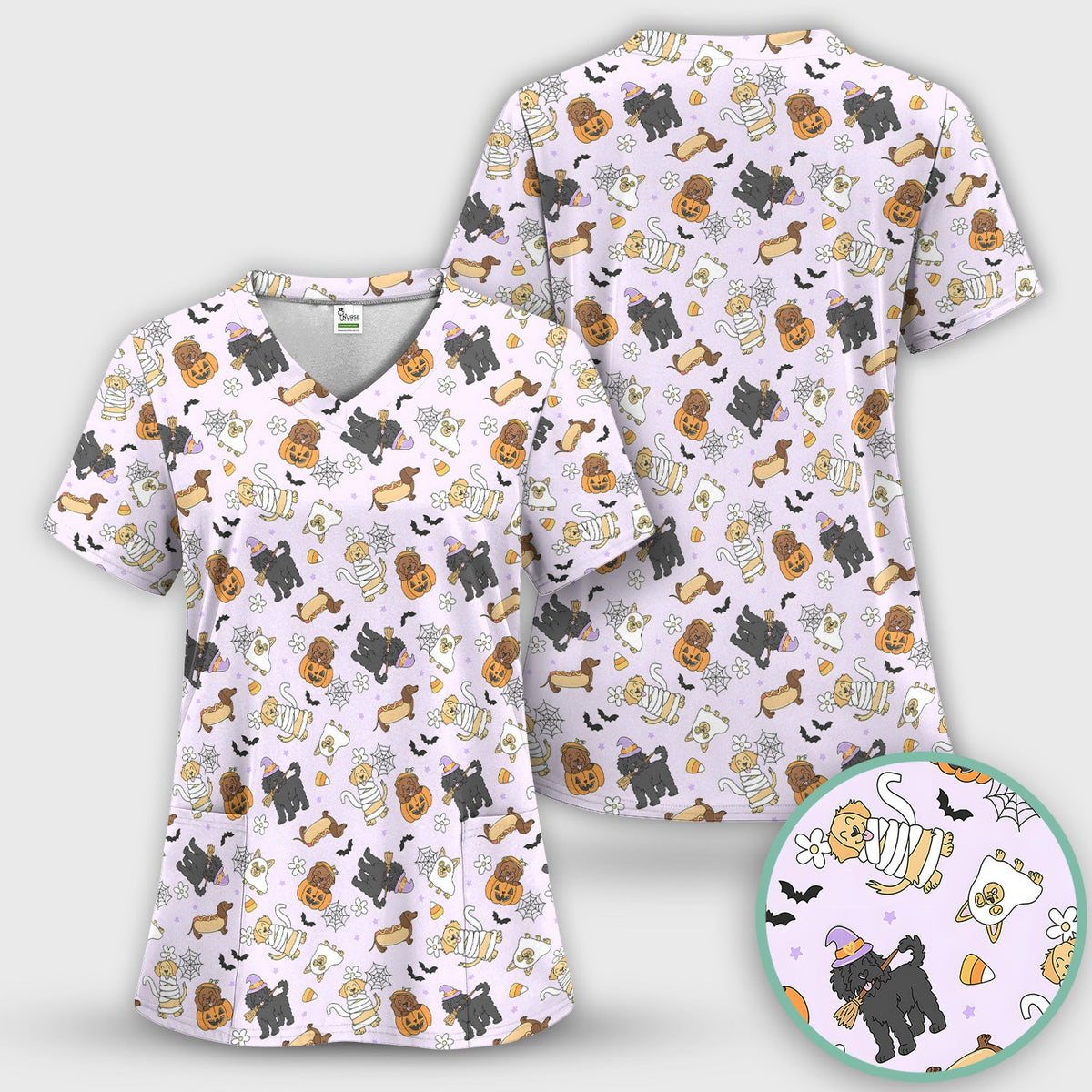 Halloween Costumed Pets Nurse Scrub Set