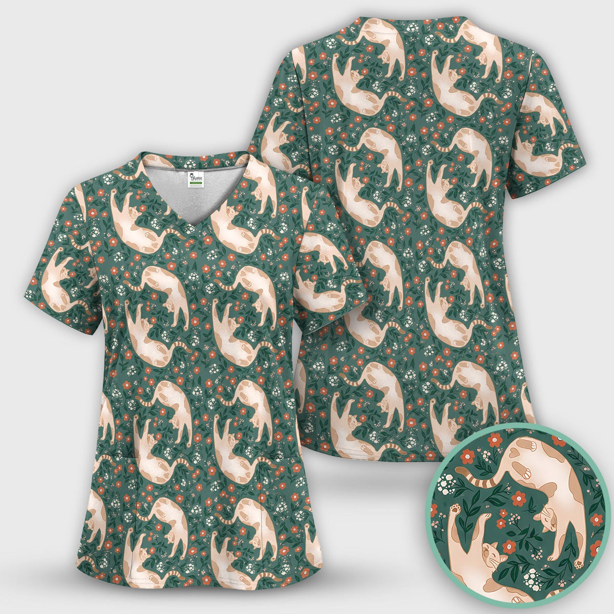 Blue Butterfly Glowing Garden Nurse Scrub Set