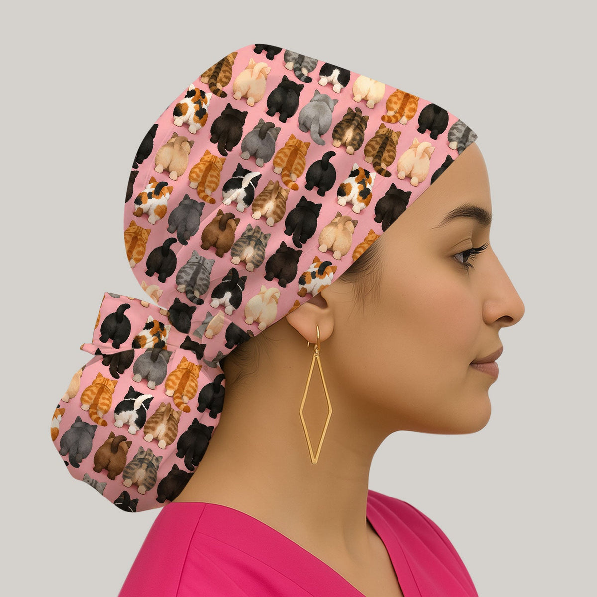Cats Back View Scrub Cap