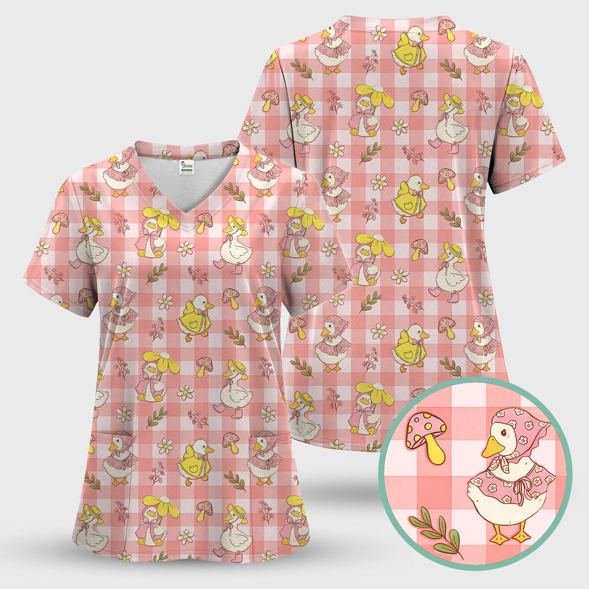 Duck Outfit Gingham Nurse Scrub Set