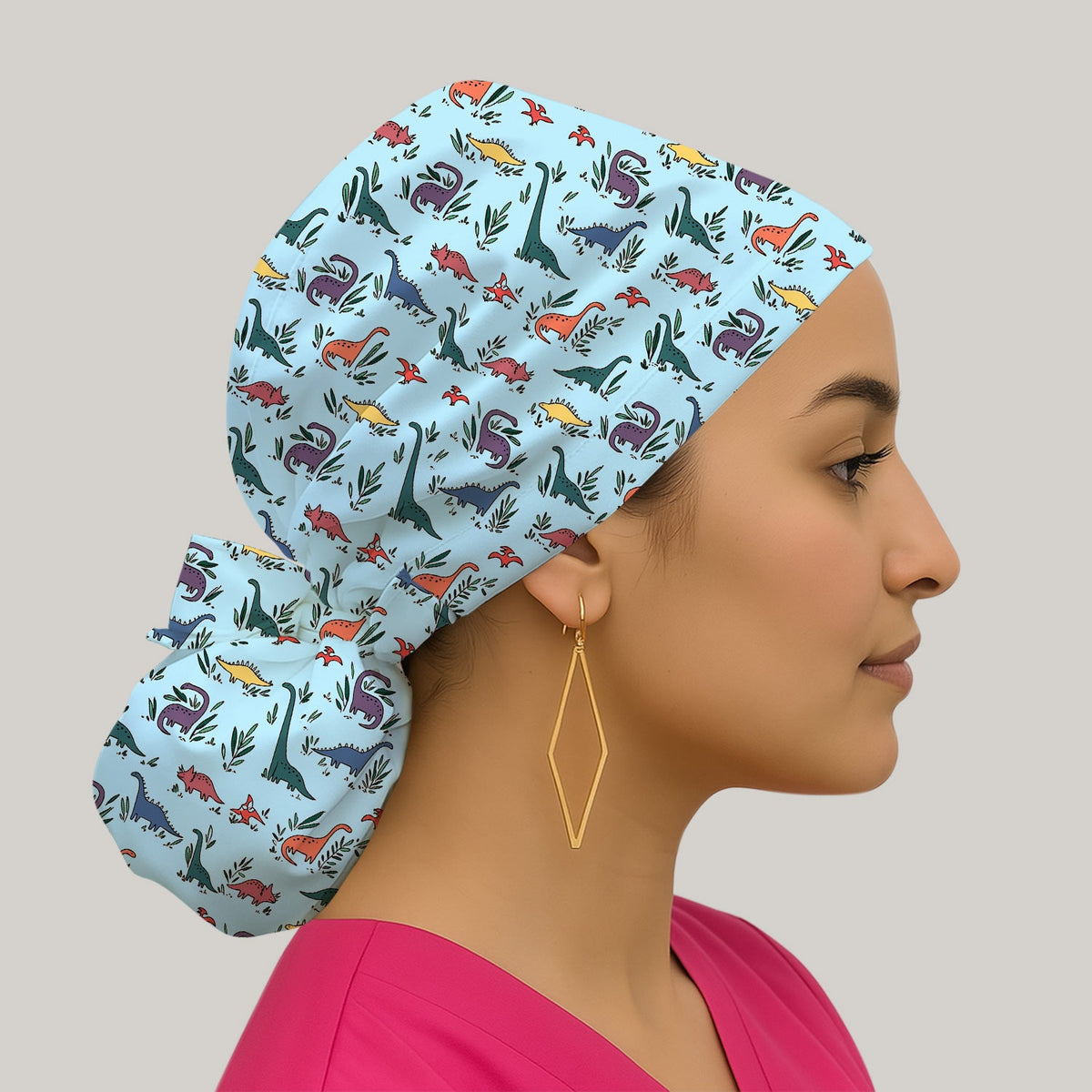 Dinosaur Leafy Garden Scrub Cap