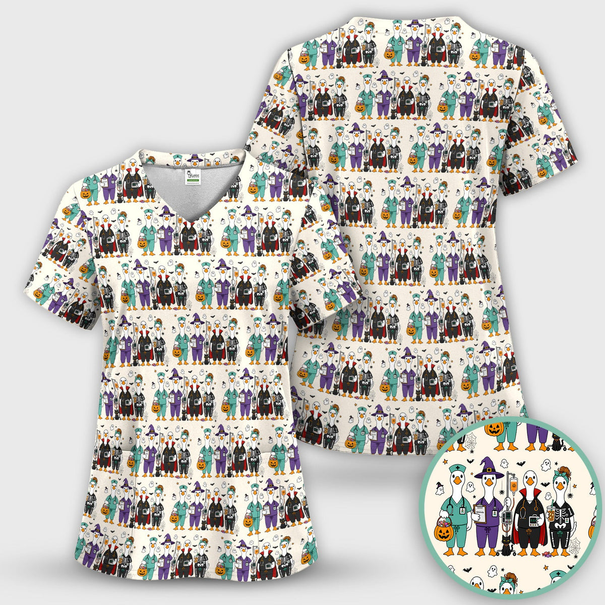 Halloween Goose Nurse Scrub Top