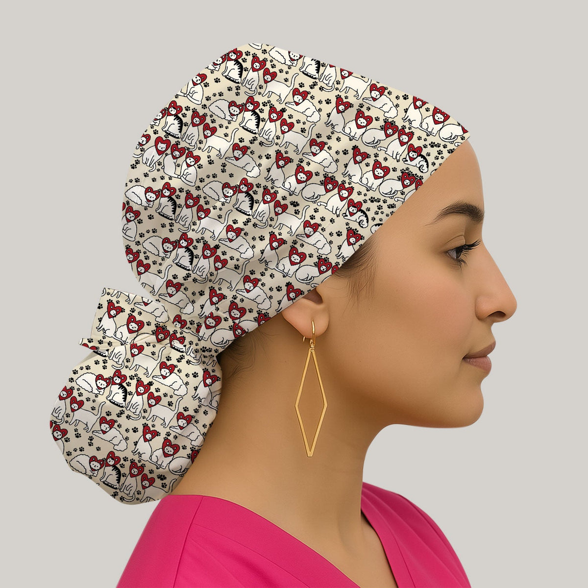 Cat Heart Scrub Cap