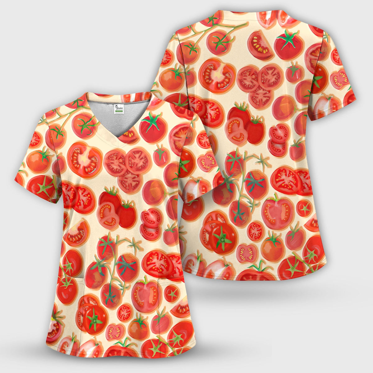 Fresh Cherry Tomato Slices Nurse Scrub Top