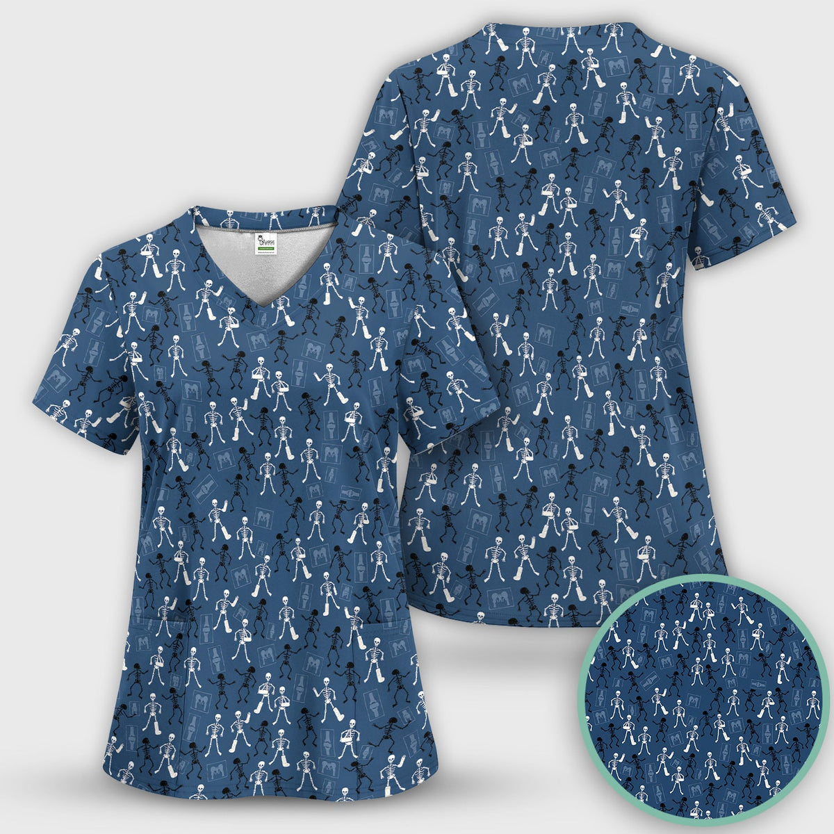 Orthopedic Skeleton Nurse Scrub Set - Halloween Gift