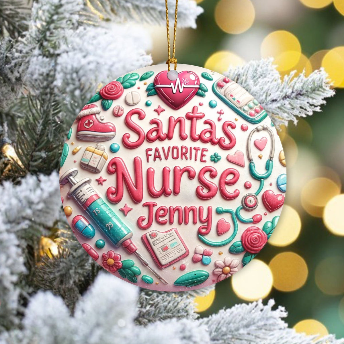 Personalized Santa's Favorite Ceramic Christmas Nurse Ornament