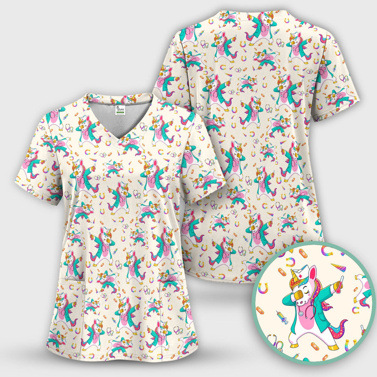 Unicorn Dance Nurse Scrub Set