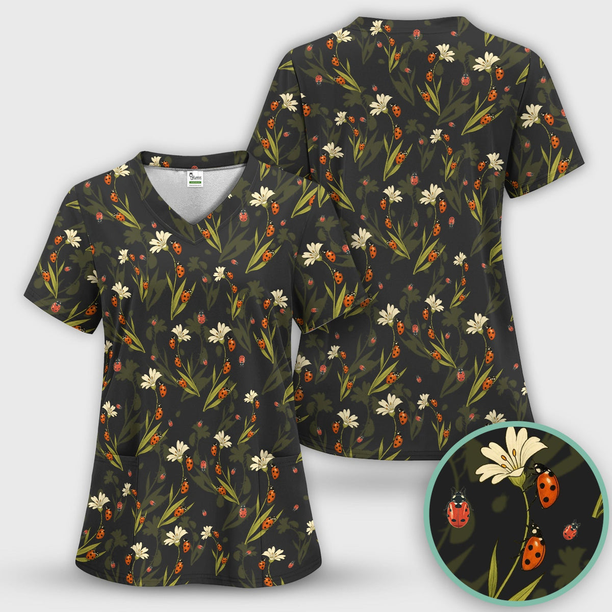 Fresh Daisy Ladybug Garden Nurse Scrub Set