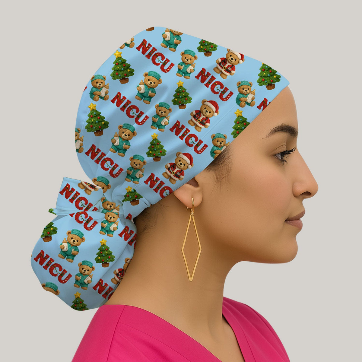 NICU Nurse Teddy Bear Scrub Cap - Christmas Gift