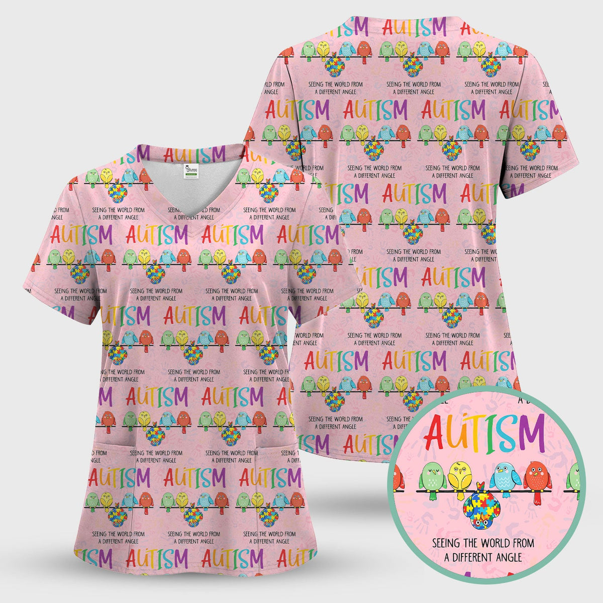 Autism Seeing The World From A Different Angle Nurse Scrub Top