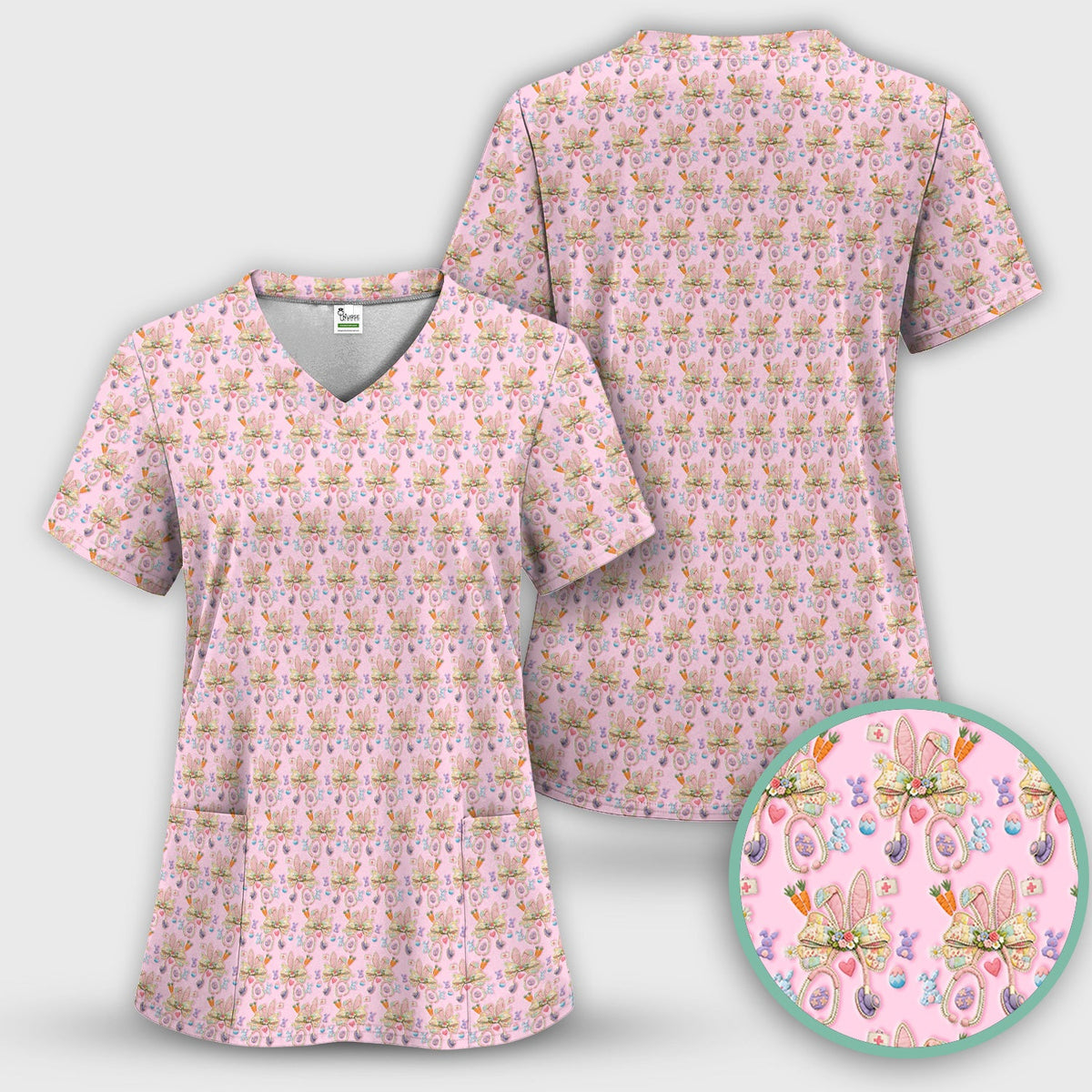 Bunny Stethoscope Nurse Scrub Set - Easter Gift