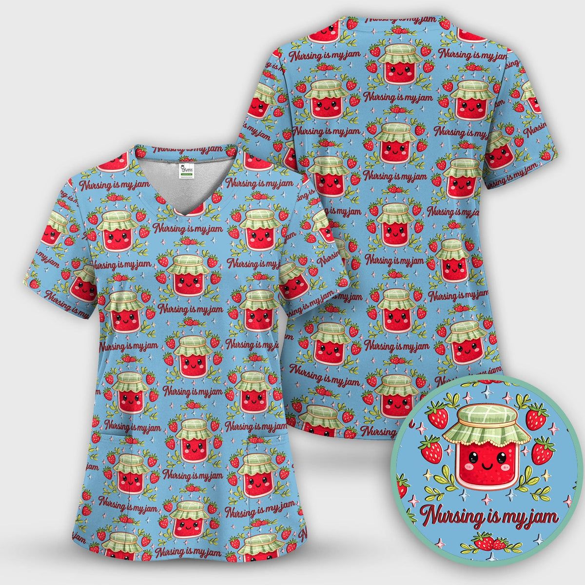 Strawberry Jam Nurse Scrub Top