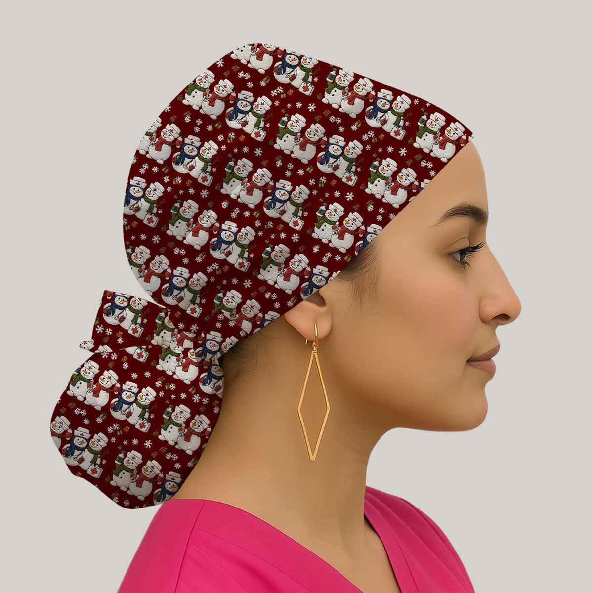 Snowman Scrub Cap - Christmas Gift For Nurse