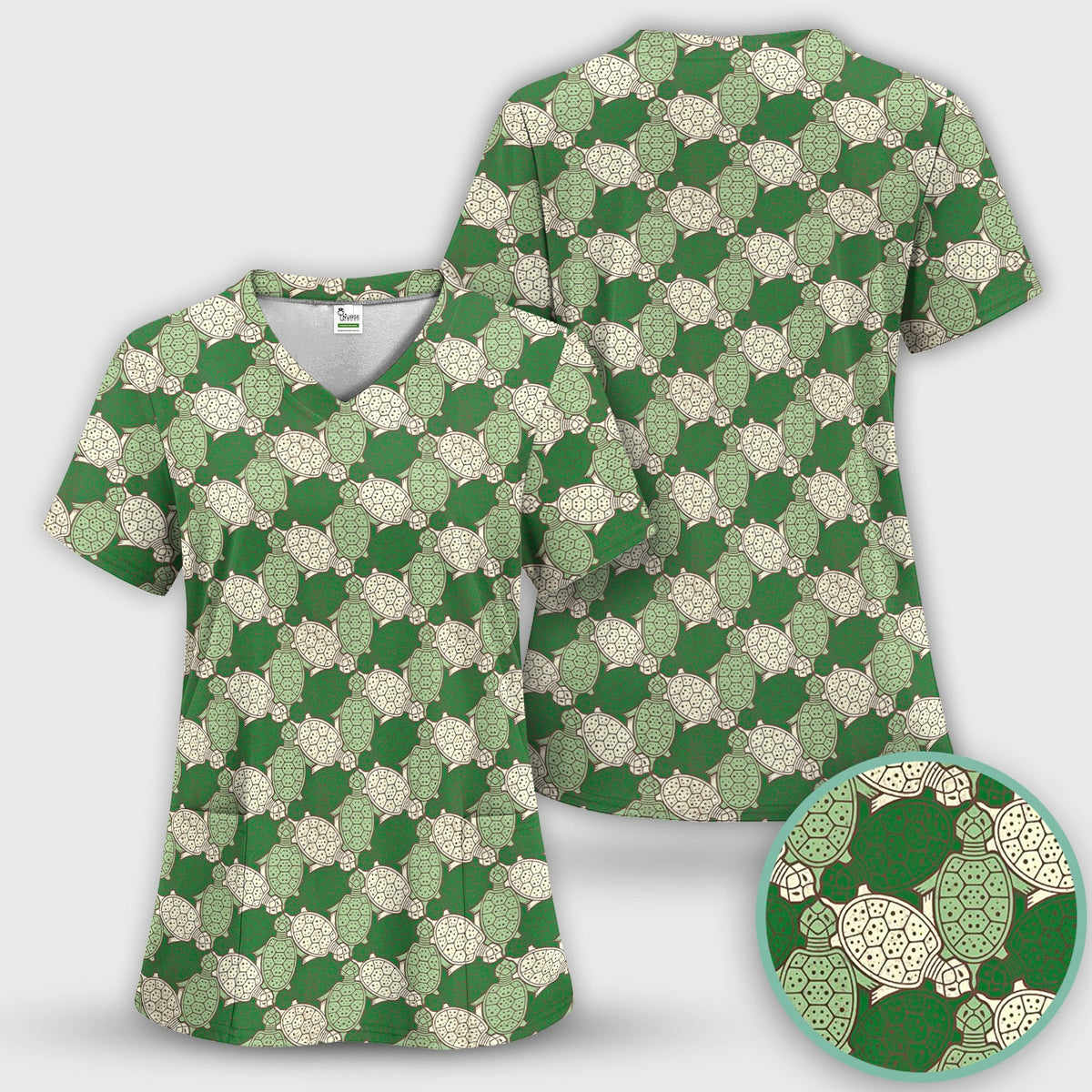 Green Sea Turtle Shell Nurse Scrub Set