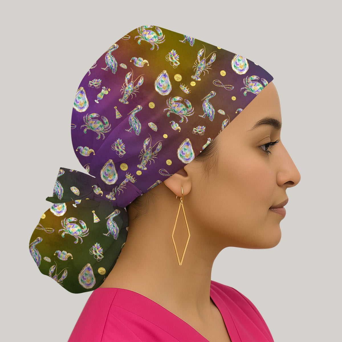 Mardi Gras Seafood Scrub Cap