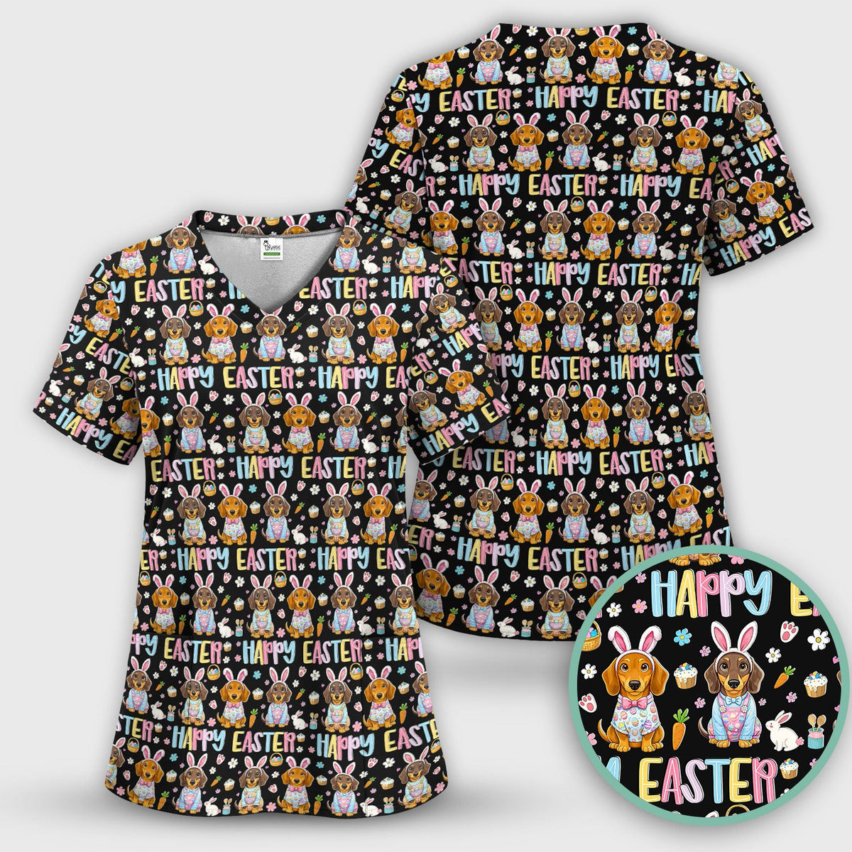 Dachshund Puppy Nurse Scrub Set - Easter Gift