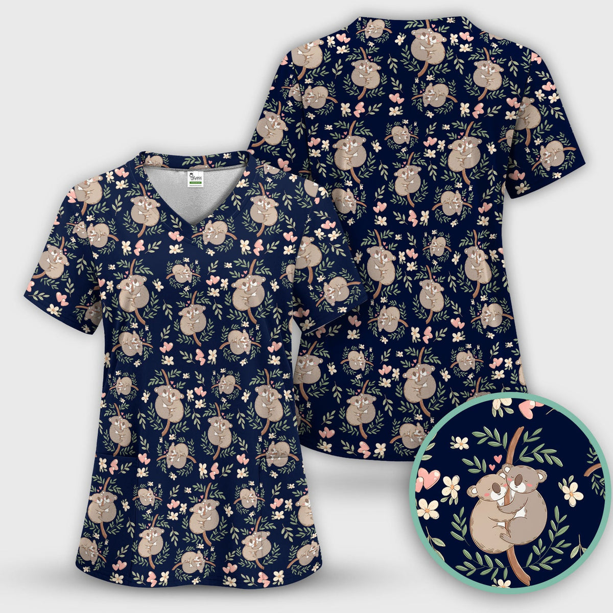 Koala Love Nurse Scrub Top