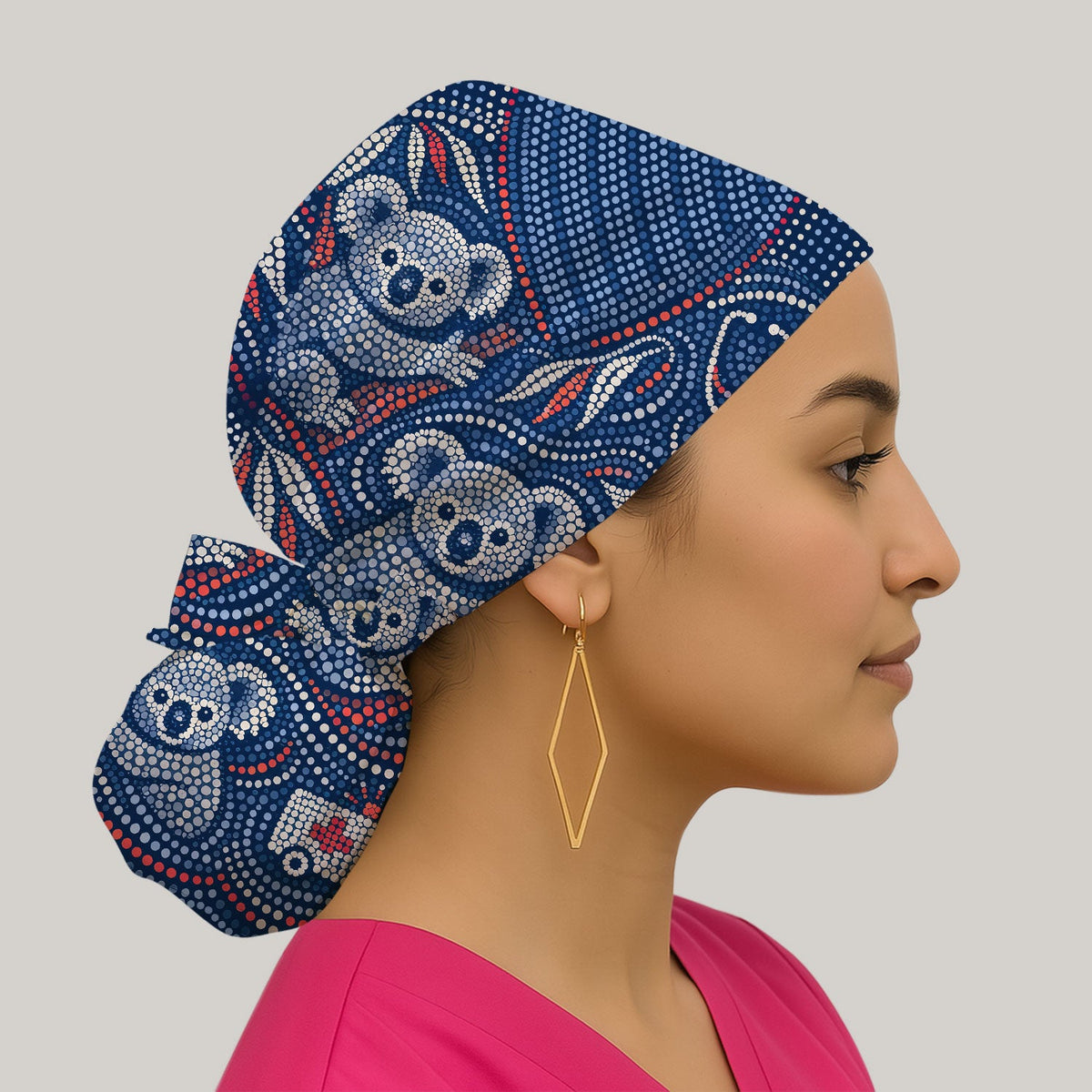 Koala Dot Art Scrub Cap