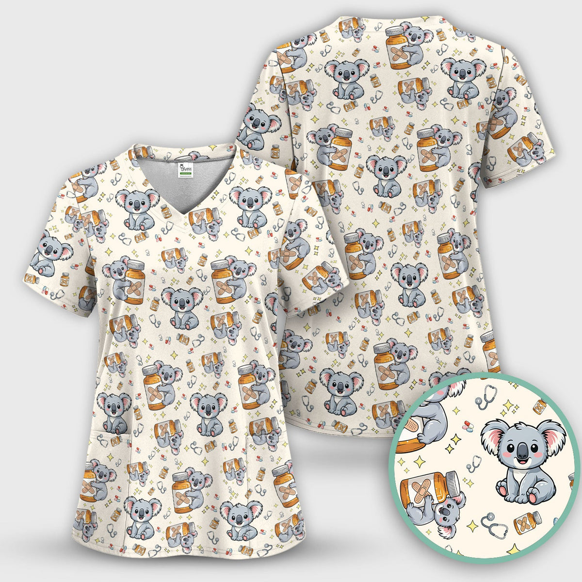 Koala Bandage Medicine Nurse Scrub Set