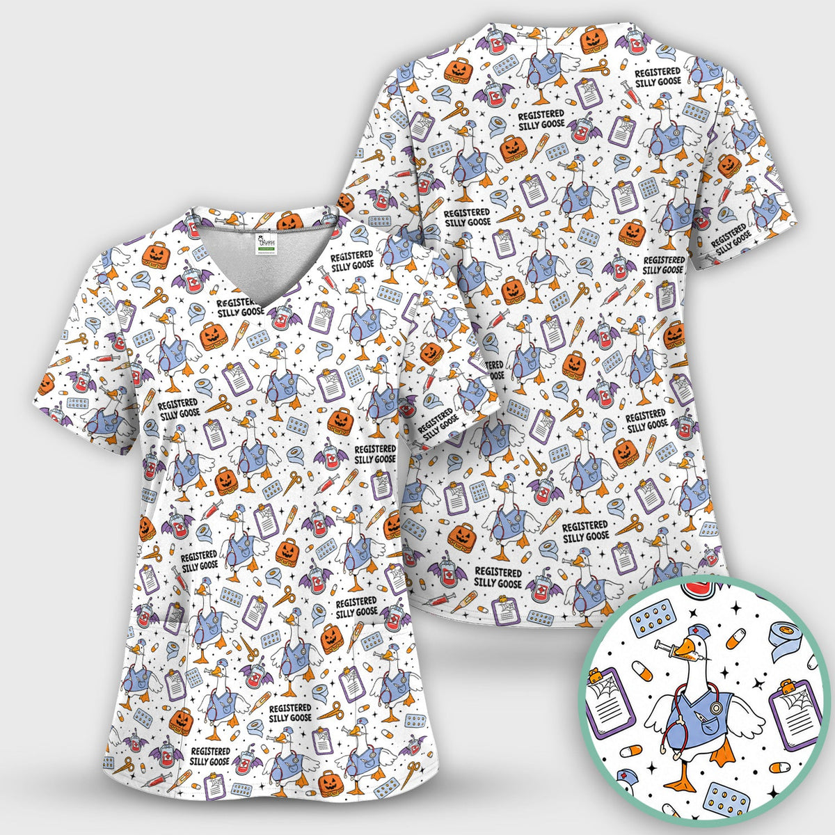 Registered Silly Goose Nurse Scrub Top - Halloween Gift