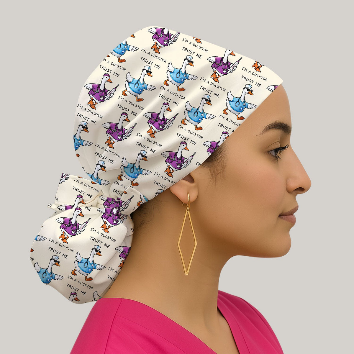 Duck Cartoon Scrub Cap