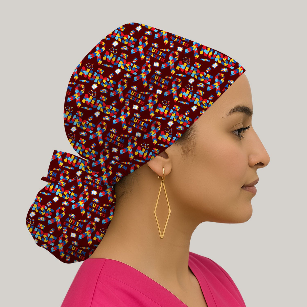 Autism Awareness Puzzle Ribbon Scrub Cap