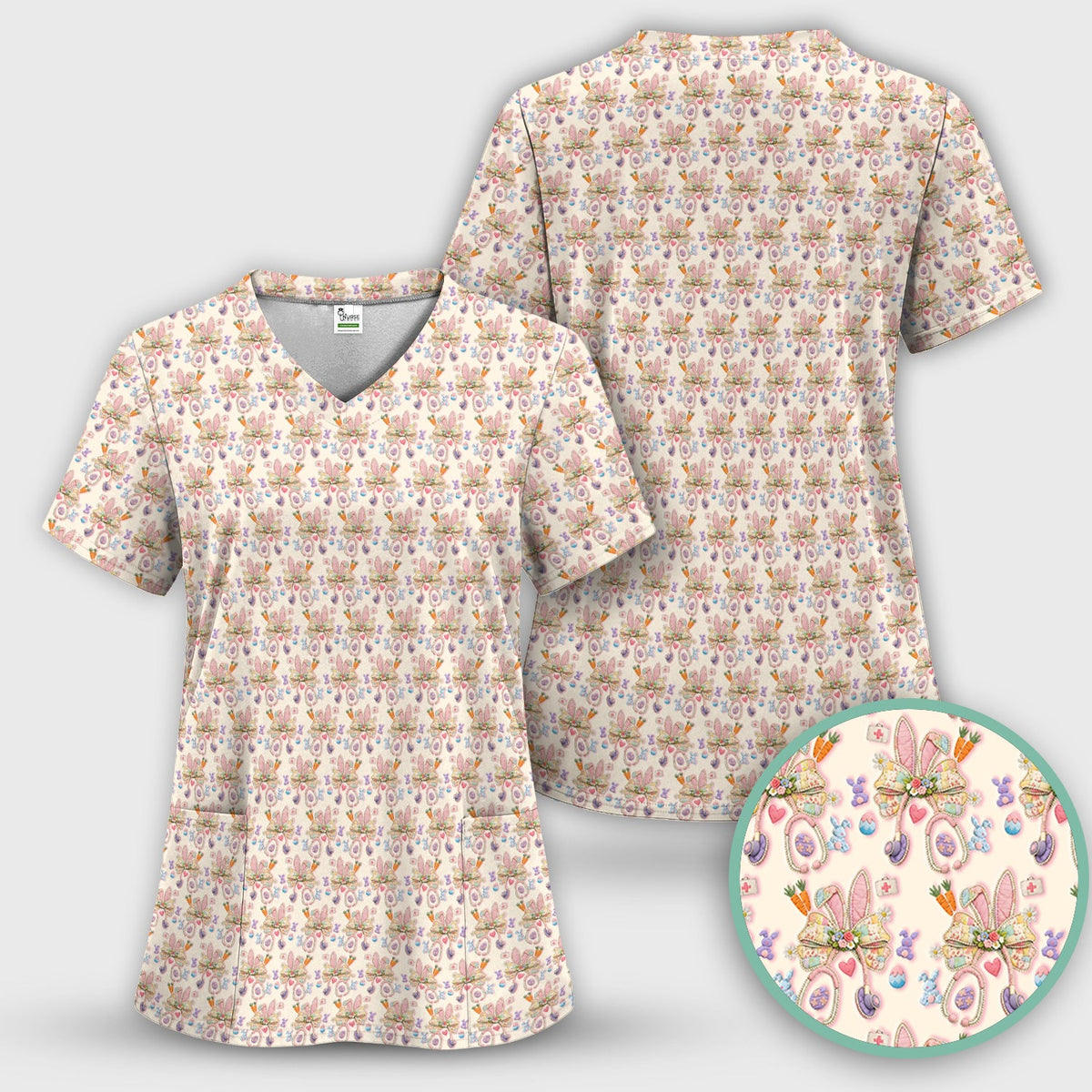 Bunny Stethoscope Nurse Scrub Set - Easter Gift