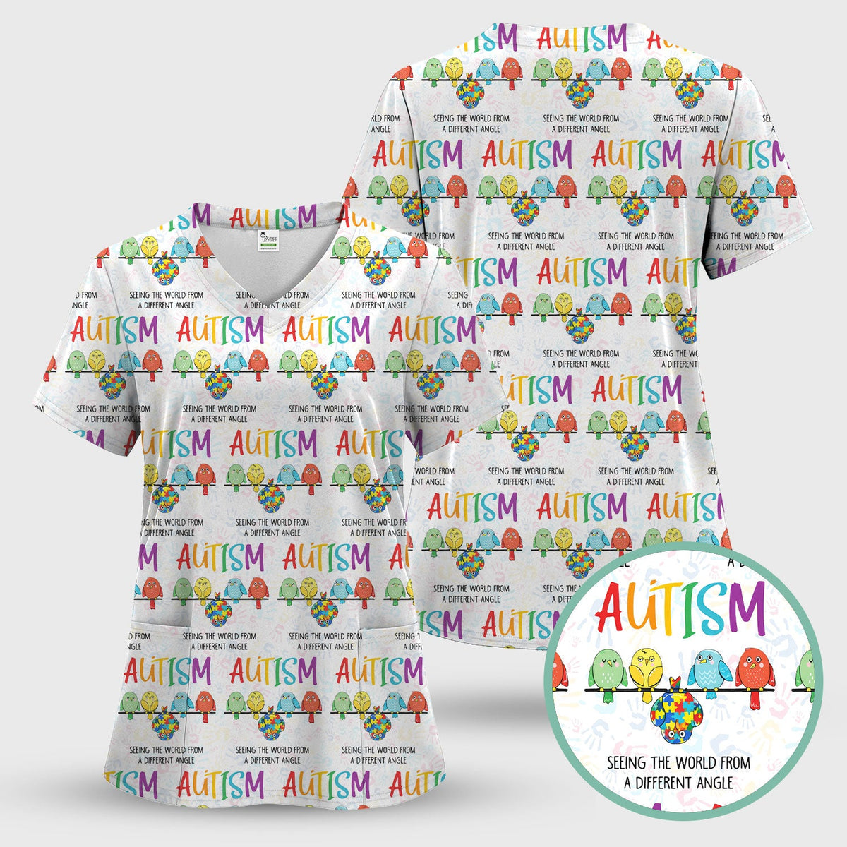 Autism Seeing The World From A Different Angle Nurse Scrub Top