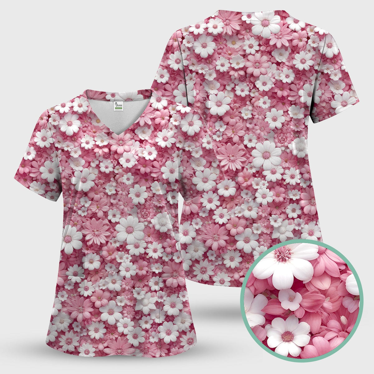 Daisy Flower Bloom Nurse Scrub Set