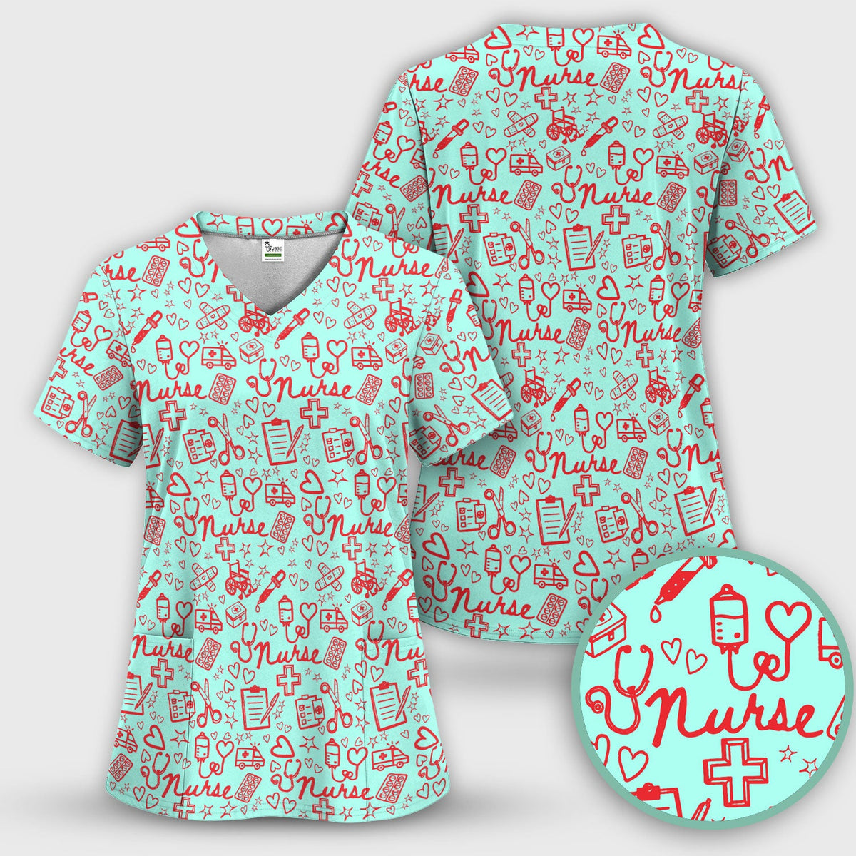 Heart Medical Nurse Scrub Set