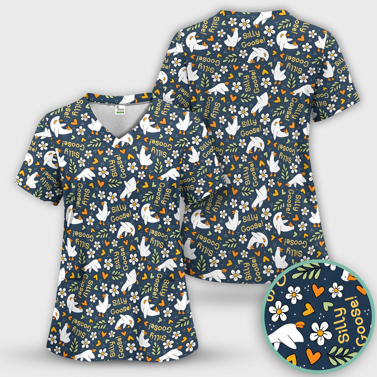 Silly Goose Floral Nurse Scrub Set