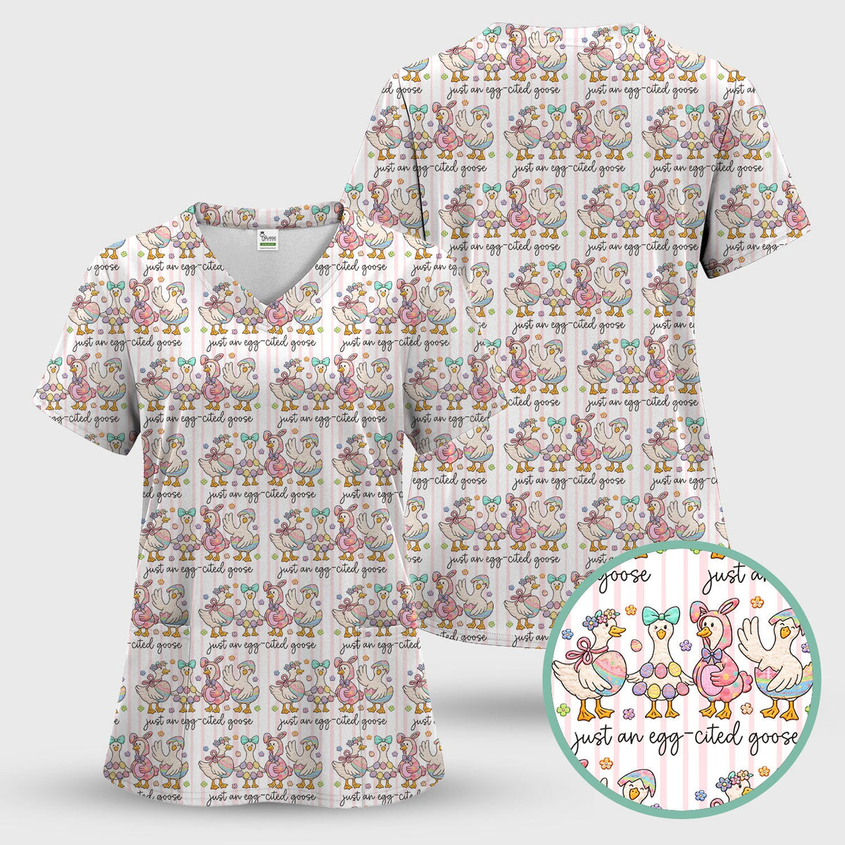 Easter Goose Egg Nurse Scrub Top