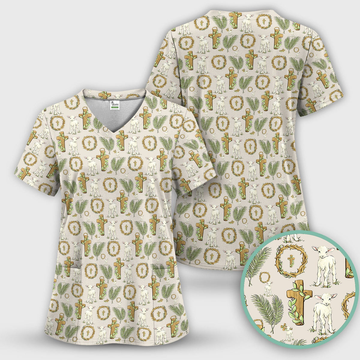 Faith Lamb Cross Nurse Scrub Set