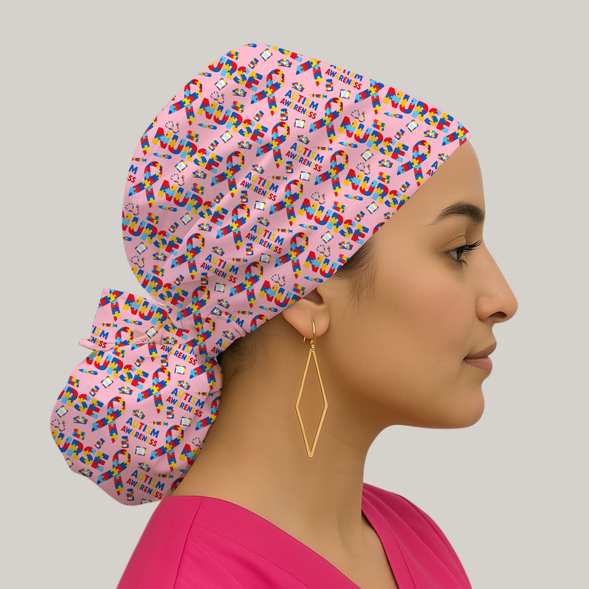 Autism Awareness Puzzle Ribbon Scrub Cap
