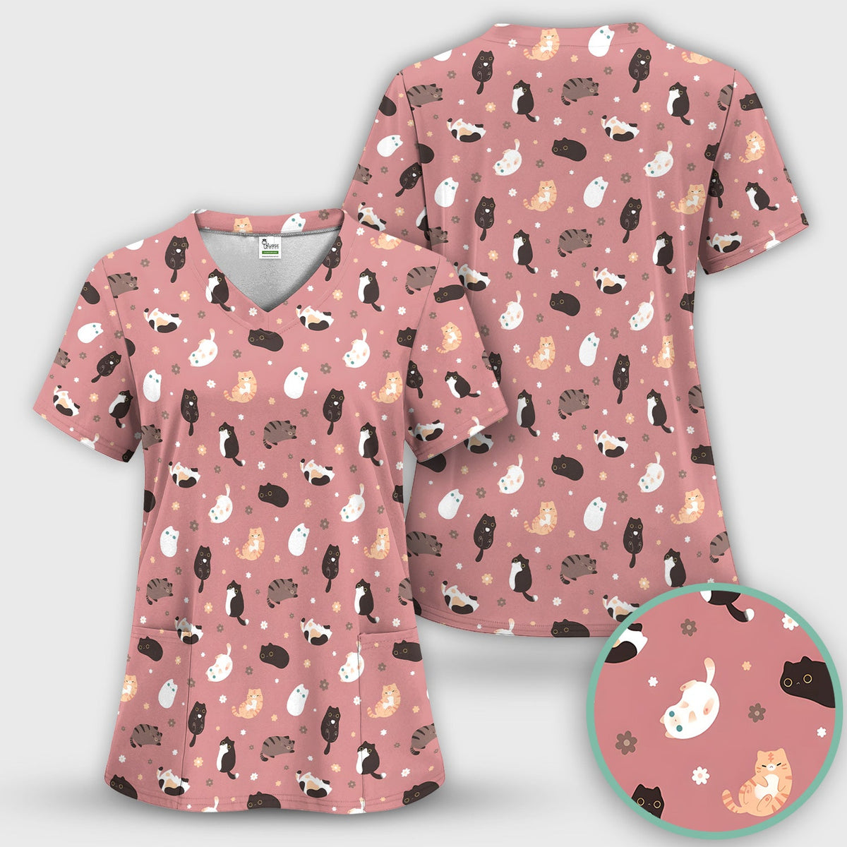 Adorable Kitty Nurse Scrub Top