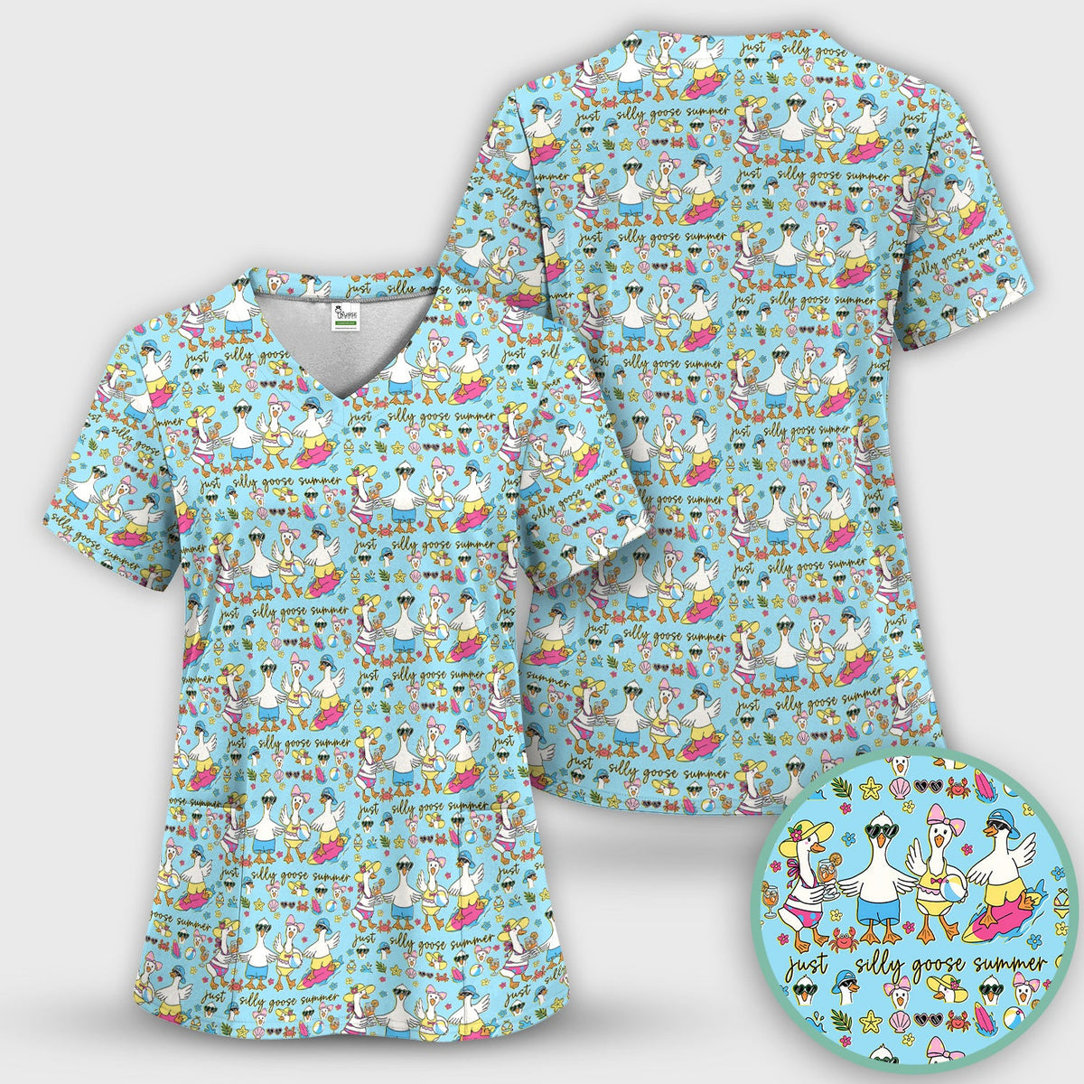 Silly Goose Summer Nurse Scrub Top