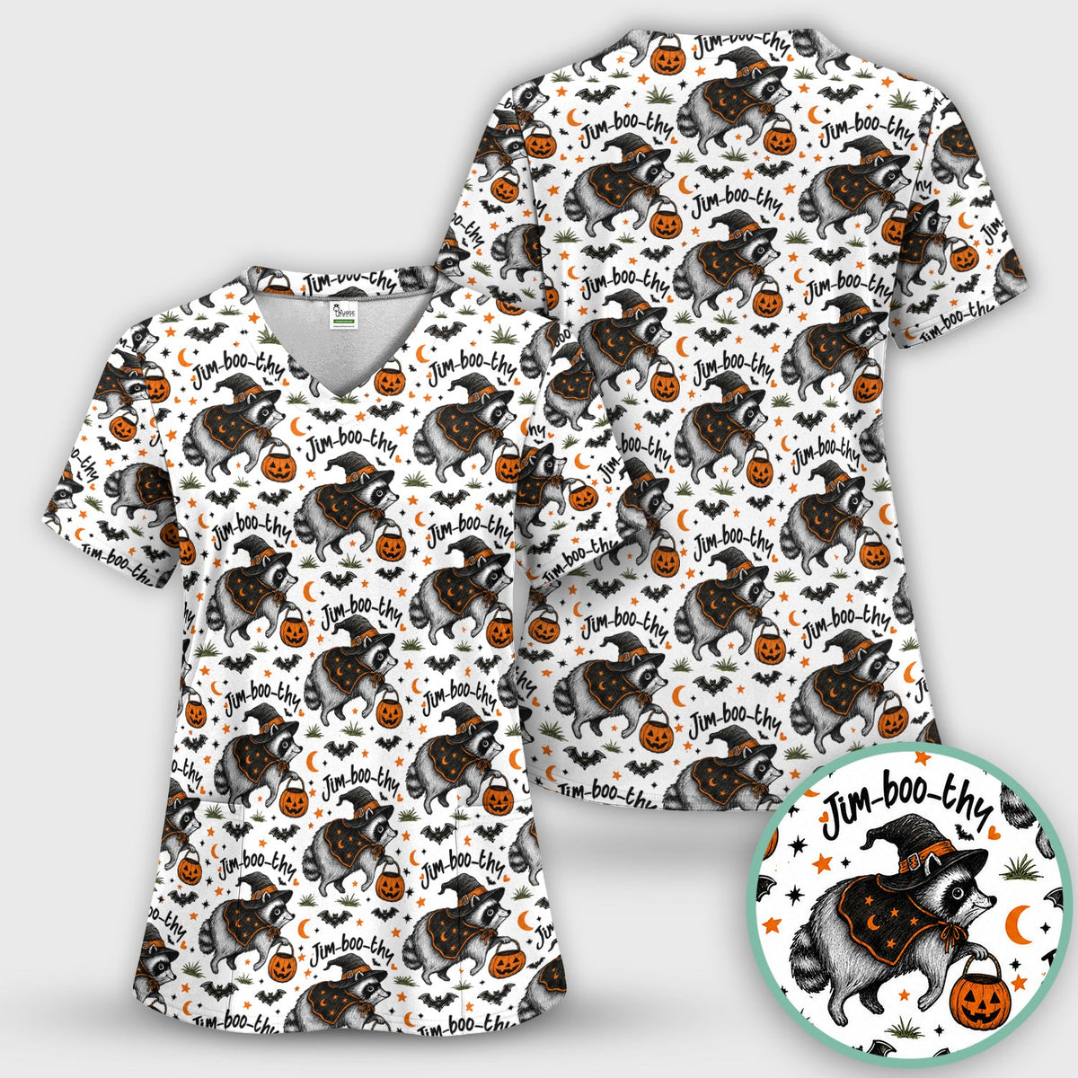 Jim Boo Thy Raccoon Nurse Scrub Set