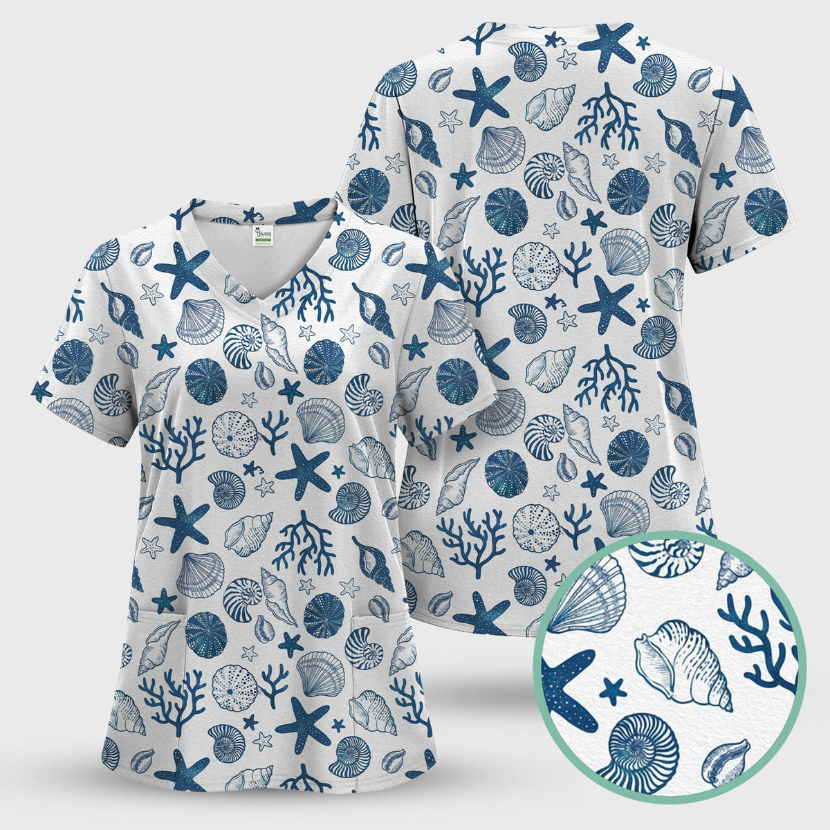 Ocean Shell Starfish Nurse Scrub Set