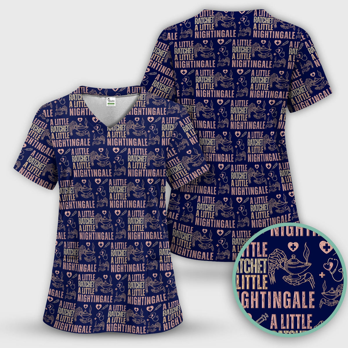 A Little Ratchet A Little Nightingale Women's Scrub Set, Breathable Med Uniform