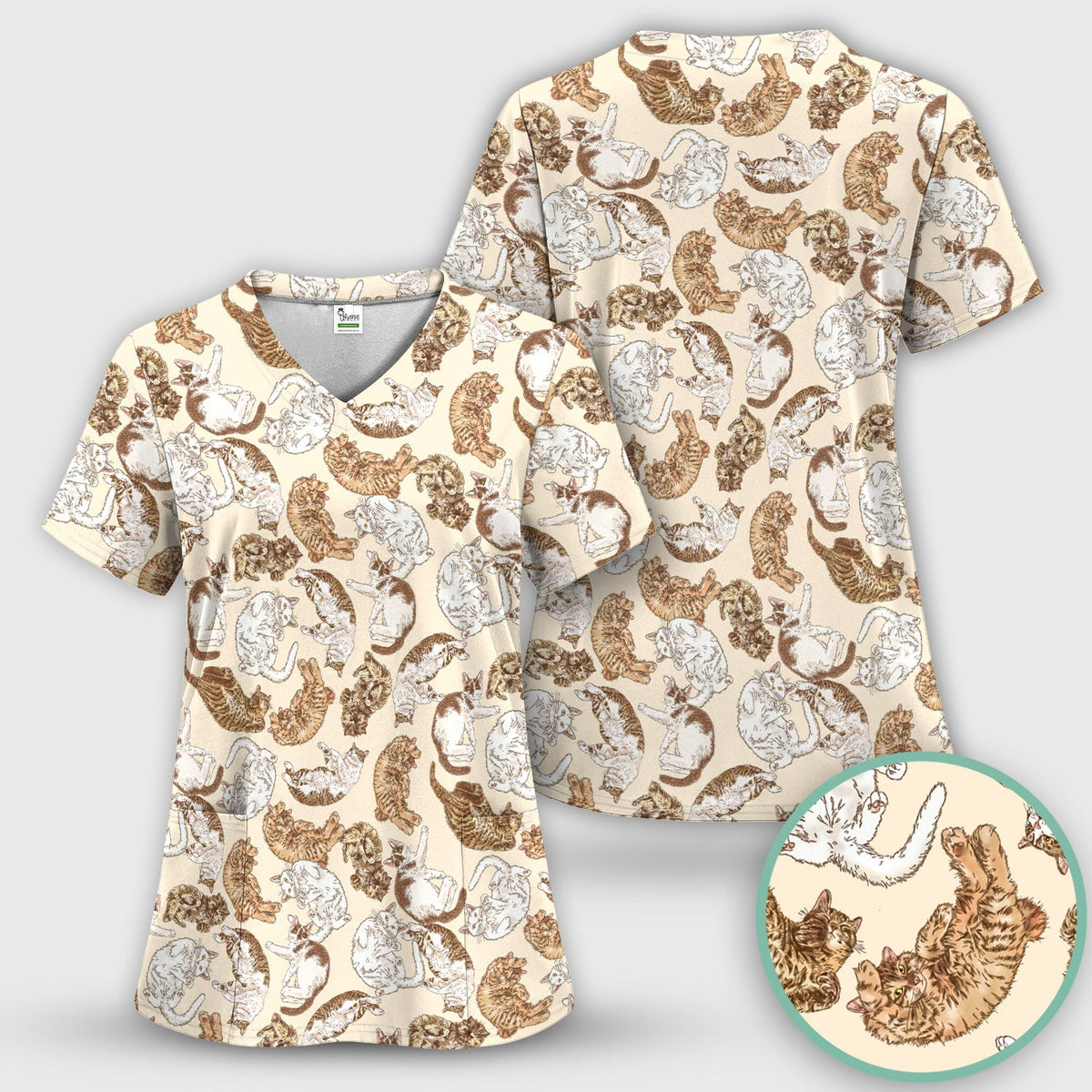 Lazy Cat Nap Nurse Scrub Top