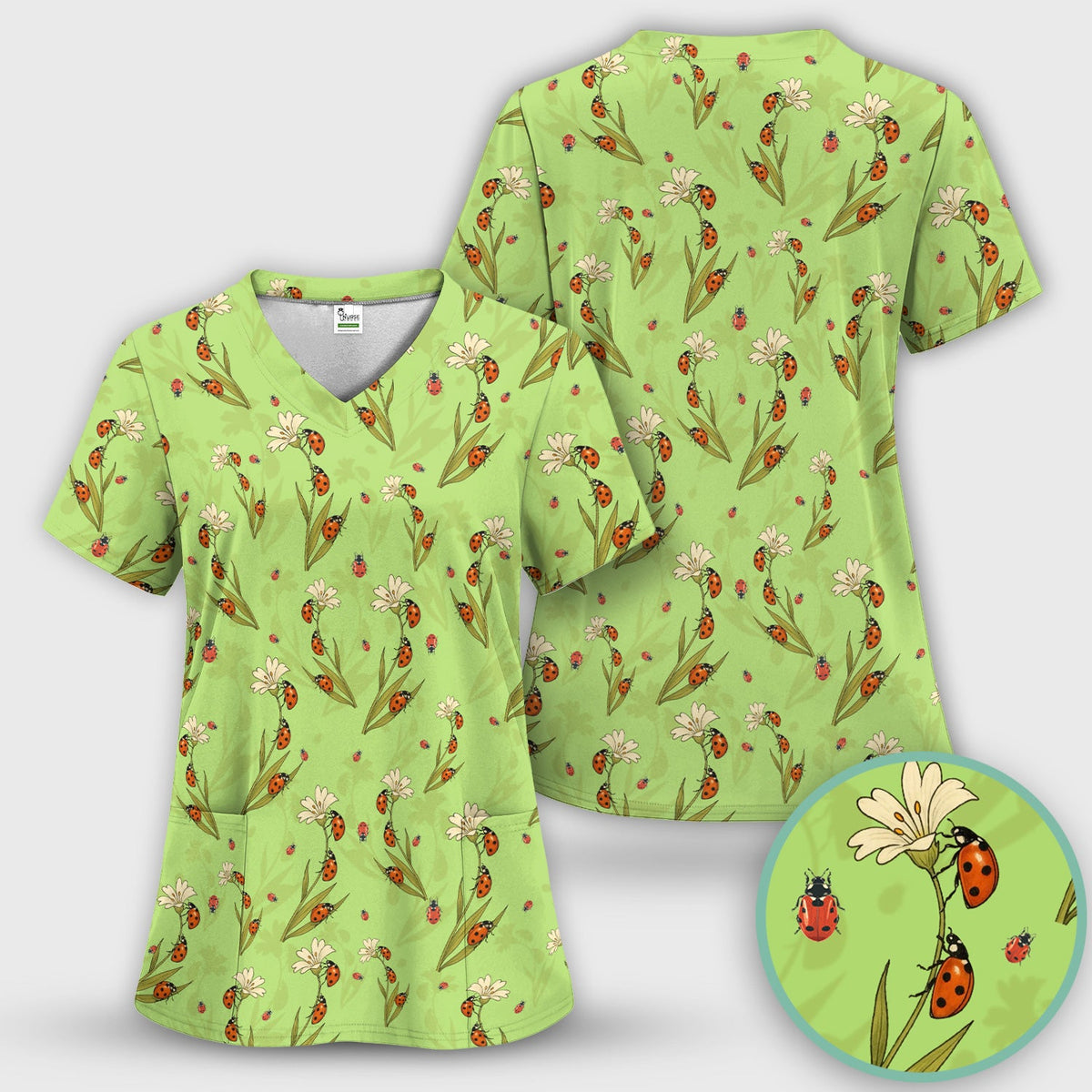 Fresh Daisy Ladybug Garden Nurse Scrub Set