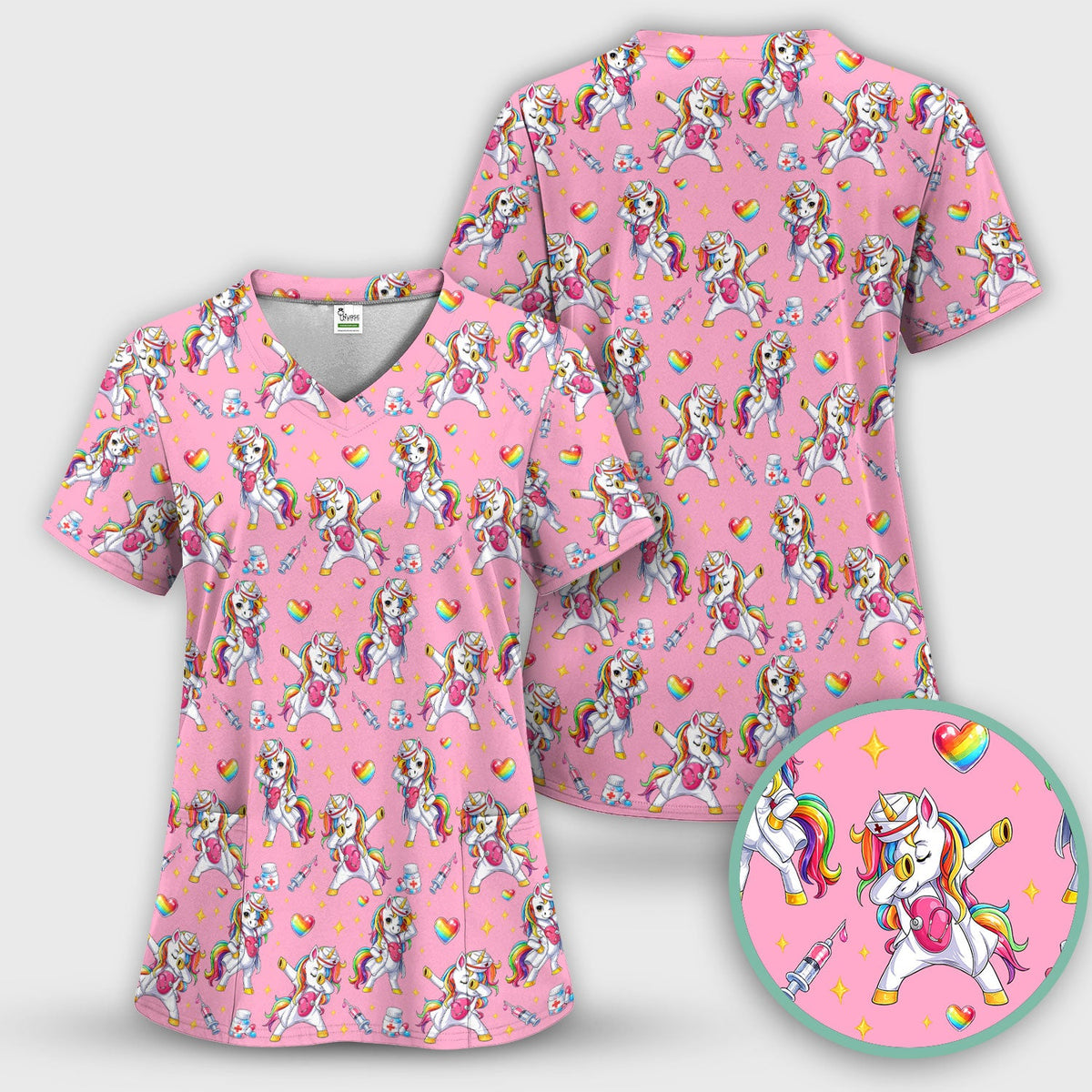 Nurse Unicorn Rainbow Scrub Set