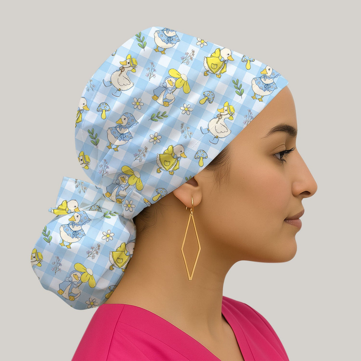 Duck Outfit Gingham Scrub Cap