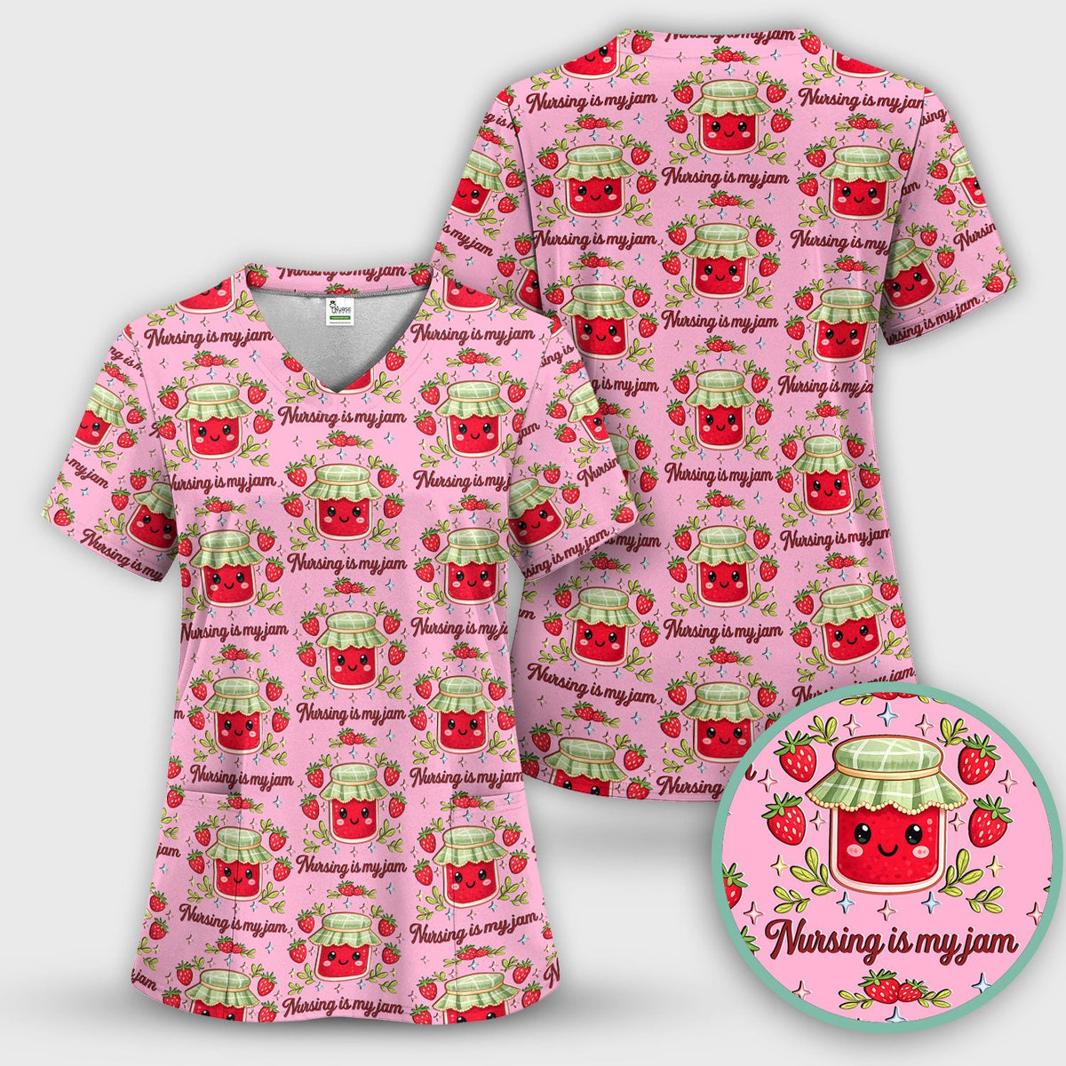Strawberry Jam Nurse Scrub Top