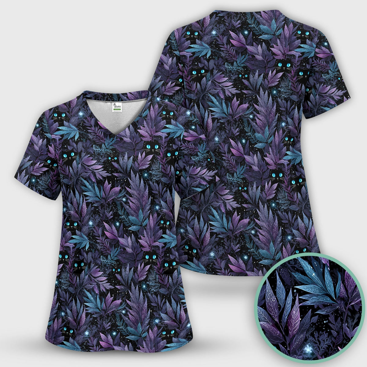 Mystic Black Cat Veterinary Nurse Scrub Set