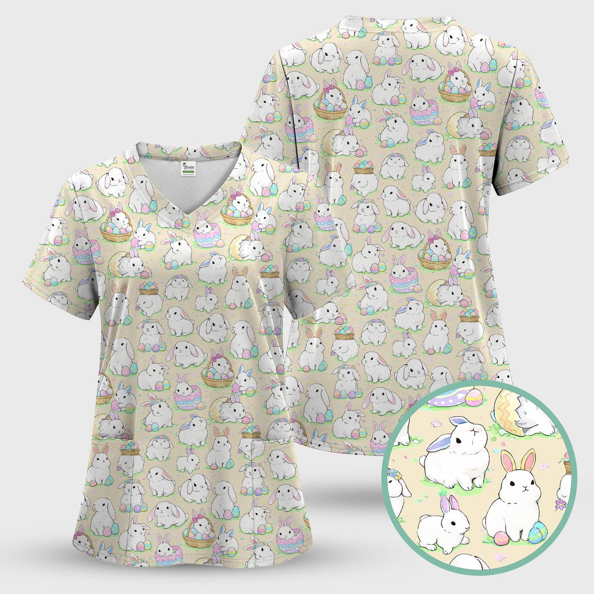 Bunny Egg Nurse Scrub Set - Easter Gift