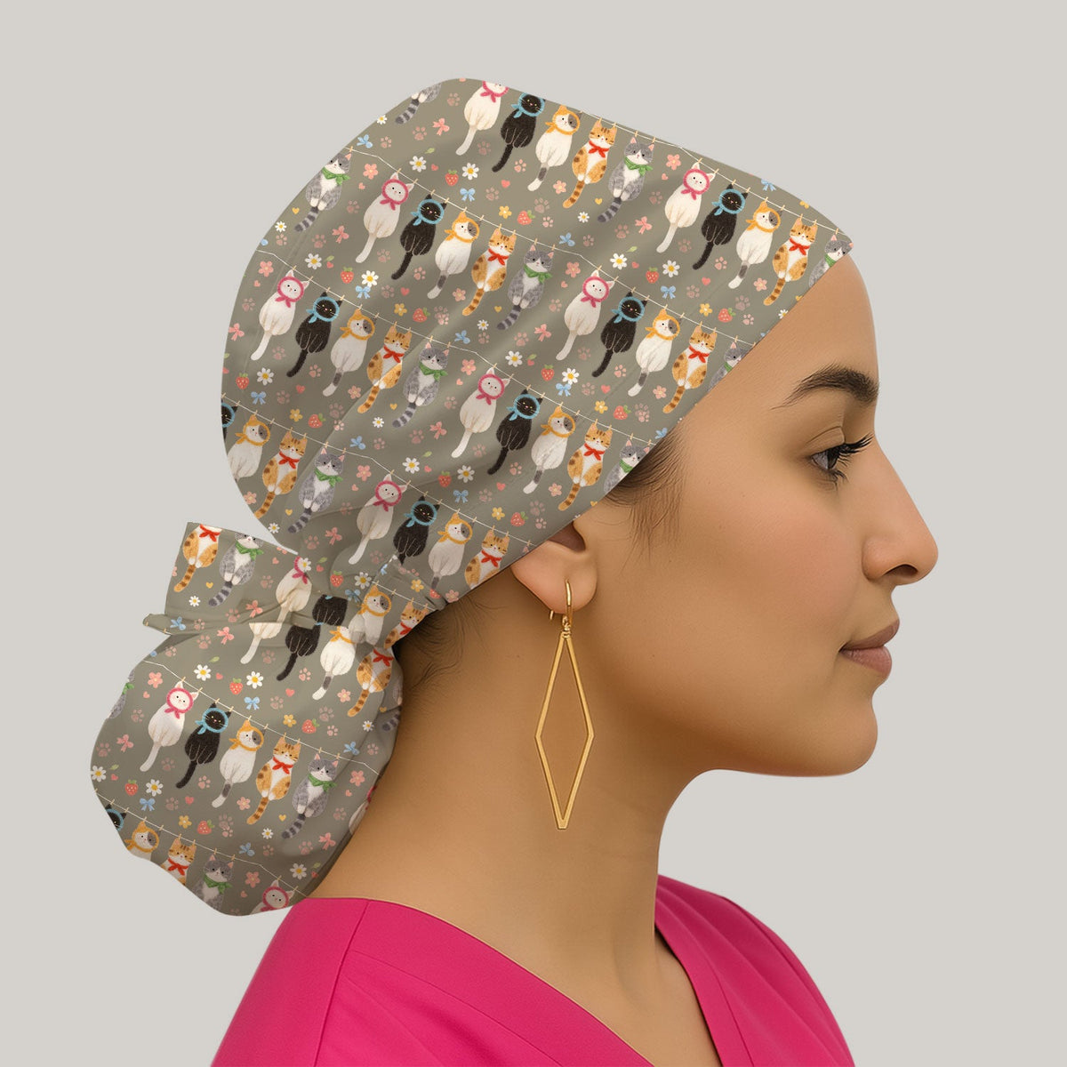Cat Clothesline Scrub Cap