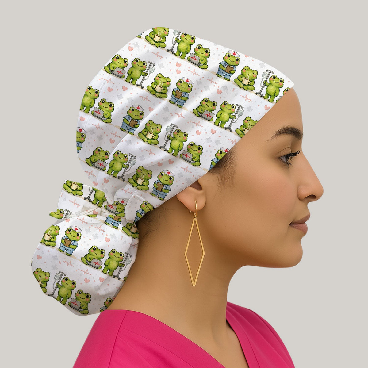 Adorable Frog Various Poses Scrub Cap